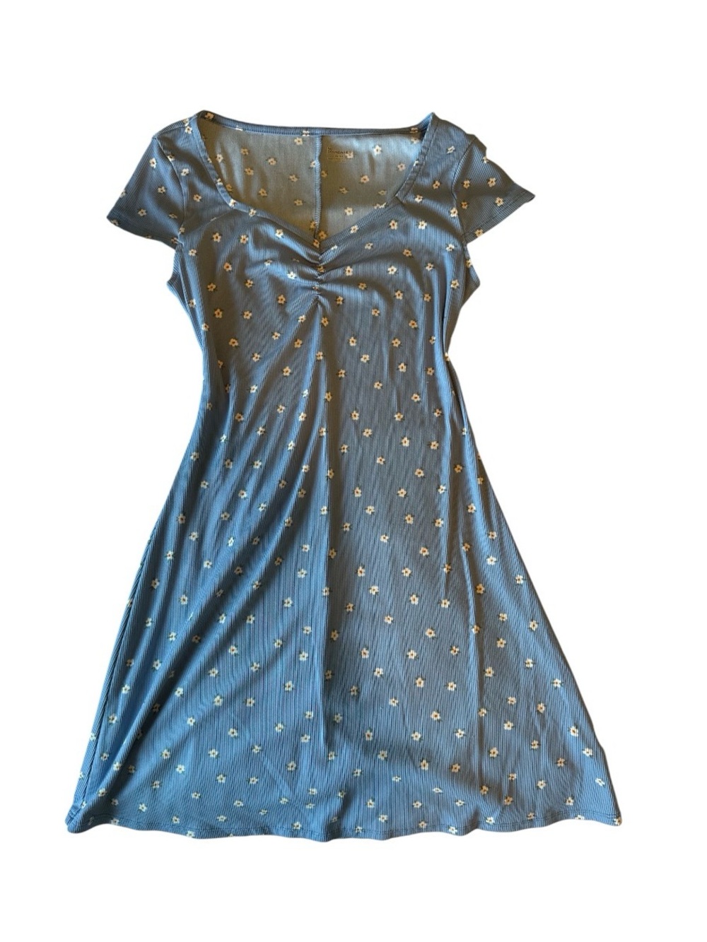 No Boundaries Light Blue Mini Dress with White Floral Print
